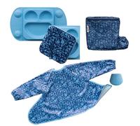 Tidy Tot®™ Coffret Repas Bébé Complet - Assiette EasyMat avec Ventouse et Couvercle, Tasse Dinky Cup à Base Lestée, Bavoir Cover & Catch™, Silicone Alimentaire LFGB, Dès 4 Mois