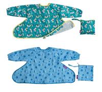 Tidy Tot®™ Cover & Catch™ Pack Duo. 2 Bavoir Manches Longues pour Bébé. Se Fixe sur les Chaises Hautes. Tablier Imperméable pour L'alimentation des Bébés. Bavoirs DME. Sac de Voyage Inclus.