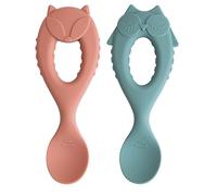 Tidy Tot ®™ Lot de 2 Cuillères d’Apprentissage en Silicone Bébé/Enfant 1er Âge. Dès 4-6 mois. Recommandé par Experts pour DME d'Alimentation Autonomes. Manches Prise en Main Facile.