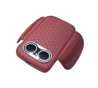 Tidy Up Your Driving Space Coussin d'accoudoir de voiture en cuir PU avec deux porte-gobelets et pochette pour accessoires (rouge)