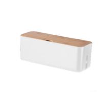Tidy Up Your Space Boîte de rangement en fil de bois pour chargeurs et multiprises Blanc