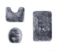 Tidy Up Your Space Lot de 3 tapis de bain fonctionnels avec tapis confortables et housses de couvercle Gris