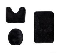Tidy Up Your Space Lot de 3 tapis de bain fonctionnels avec tapis confortables et housses de couvercle Noir