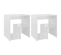 Tidyard 2 pièces, tables de chevet, armoires, chambre,design,moderne,aggloméré,blanc brillant,40 x 30 x 40 cm, table de chevet moderne, table de chevet, table de chevet, design