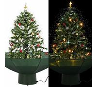 Tidyard Arbre de Noël Sapin de Noël Neigeux avec Base de Parapluie Vert 75 cm