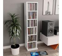 Tidyard Armoire à CD Blanc 21x20x88 cm Bois d'ingénierie, Tour de CD, Meuble de Rangement DVD, Étagère CD pour Salon, Chambre, Bureau