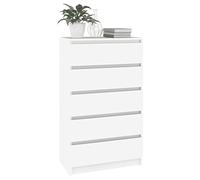Tidyard Armoire à Tiroirs Commode en Bois Armoire de Rangement avec 5 Tiroirs Blanc 60x36x103 cm Bois d'ingénierie