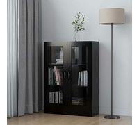 Tidyard Armoire à Vitrine Armoire de Rangment Bibliothèque Polyvalente Noir 82,5x30,5x115 cm Aggloméré