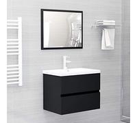Tidyard Armoire d'évier Meuble sous Lavabo Salle de Bain, Armoire de Rangement a 1 Tiroir, Meubles sur Pied Noir 60x38,5x45 cm Aggloméré