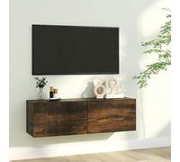 Tidyard Armoire Murale TV de 2 Compartiments Unité TV Meuble Mural TV de Salon Chêne fumé 100x30x30 cm Bois d'ingénierie
