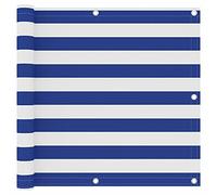 Tidyard Auvent pour balcon en tissu Oxford blanc et bleu 90 x 500 cm Voile d'ombrage Protection UV Voile d'ombrage pour terrasse, jardin, camping en tissu Oxford imperméable