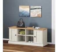 Tidyard Banc à Chaussures Vigo Blanc 106x35x45 cm Bois Massif de pin, Armoire à Chaussures avec Compartiments de Rangement Étagère Porte Chaussures pour Chambre, Salon, Entrée, Couloir