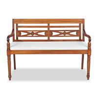 Tidyard Banc de Jardin/Banc Exterieur Jardin/Banc Batavia avec Coussins 120 cm Teck