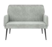 Tidyard Banc de Salon Banc en Velours Banc d'intérieur avec Dossier et Accoudoirs Banc de Chambre Gris Clair 108x79x79 cm