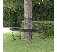 Tidyard Banc Demi-Circulaire Tour d'arbre Banquette de Jardin Banc d'arbre de Terrasse Mobilier d'extérieur Ø159 cm Noir Acier