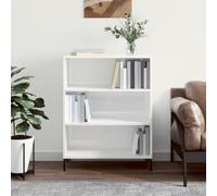 Tidyard Bibliothèque Blanc Brillant 69,5x32,5x90 cm Bois d'ingénierie, Étagère à Livres avec Compartiment de Rangement, Armoire à Livres pour Salon, Chambre, Maison et Bureau Décoration Style E