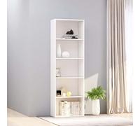 Tidyard Bibliothèque étagère avec 5 étagères, design élégant, maison, bureau, structure en aggloméré pour salon et bureau blanc 60 x 30 x 189 cm