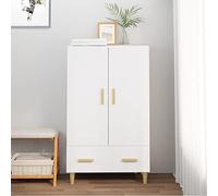 Tidyard Buffet de Salon Style Scandinave Buffet Haut avec 2 Compartiments et 1 Tiroir Armoire de Rangement Blanc 70x31x115 cm Bois d'ingénierie