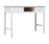 Tidyard Bureau blanc, bureau pour ordinateur, bureau avec 2 tiroirs et 1 compartiment à jour, table console pour salon, table console d'entrée, 108 x 45 x 76 cm en bois massif de Paulownia