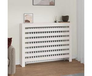 Tidyard Cache-radiateur en Bois Couverture Cache-radiateur Design Moderne à Lattes Blanc 108,5x19x84 cm Bois Massif de pin