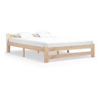 Tidyard Cadre de lit Bois de pin Massif 120x200 cm, Lit Double Sommier en Lattes pour Enfants Adultes