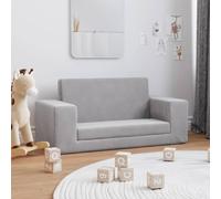 Tidyard Canapé-lit Enfants 2 Places Gris Clair Peluche Douce, Convertible Canapé-lit 2-en-1 Siège Confortable Banquette Lit pour Salon, Chambre à Coucher Style B