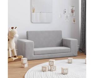 Tidyard Canapé-lit Enfants 2 Places Gris Clair Peluche Douce, Convertible Canapé-lit 2-en-1 Siège Confortable Banquette Lit pour Salon, Chambre à Coucher Style B
