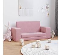 Tidyard Canapé-lit pour Enfants 2 Places Rose Peluche Douce, Convertible Canapé-lit 2-en-1 Siège Confortable Banquette Lit pour Salon, Chambre à Coucher Style B