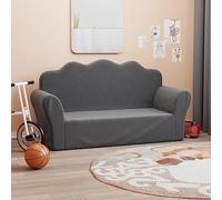 Tidyard Canapé pour Enfants 2 Places Anthracite Peluche Douce, Mini-canapé Fauteuil Enfant pour Salon, Chambre à Coucher, Appartement, Petit Espac Style C