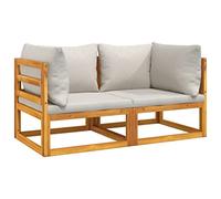 Tidyard Canapés d'angle modulaires 2pcs coussins gris clair bois acacia