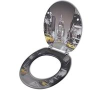 Tidyard Catherinol Siège WC Couvercle à Fermeture en Douceur Siège de Toilette Cuvette Siège Lunette Abattant Salle de Bains Maison Salle d'eau New York MDF