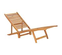 Tidyard Chaise Longue Bois de Teck Solide, Bain de Soleil inclinable de Jardin Extérieur, Lit de Jardin Transat de Plage Relax pour Camping, Balcon, Terrasse Style B