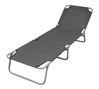 Tidyard Chaise longue de jardin, de relaxation, de loisirs, de jardin, en bois, chaise longue, de plage, de sauna, pliable, avec dossier réglable, gris