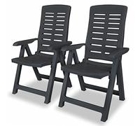 Tidyard Chaises de Jardin Pliables et Résistantes aux Intempéries - Anthracite - 2 Pièces - Inclinable sur 4 Positions
