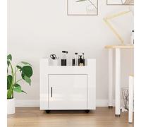 Tidyard Chariot de rangement universel avec roulettes Chariot de rangement pour cuisine, bureau blanc brillant 60 x 45 x 60 cm