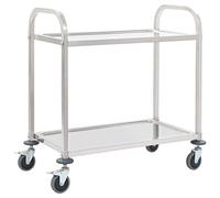 Tidyard Chariot de Service Chariot de Cuisine à 2 Niveaux en Acier Inoxydable Construction Robuste 107x55x90 cm