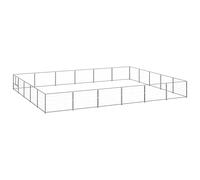 Tidyard Chenil Argenté 30 m² Acier, Parc Enclos pour Animaux en Métal de Jardin, Clôture Chien Exterieur, Cage d'exercice pour Chiens Lapins Petits-A