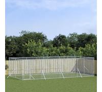 Tidyard Chenil d'extérieur pour Chiens argenté 8x4x2 m Acier galvanisé, Parc Enclos pour Animaux en Métal de Jardin, Clôture Chien Exterieur, Cage d'exercice pour Chiens Lapins