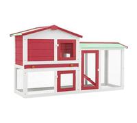 Tidyard Clapier Large d'extérieur Rouge et Blanc 145x45x84 cm Bois Lapin Cage, Petit Animaux Enclos, Cage pour Animaux de Compagnie