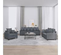 Tidyard Ensemble de canapés 3 pcs avec Coussins Gris foncé Velours, Canapé Siège Confortable pour Salon, Chambre d'amis, Appartement, Petit Espace Style B