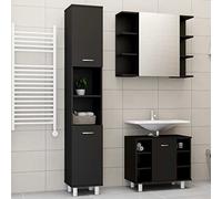 Tidyard Ensemble de meubles de salle de bain 3 pièces, 1 armoire à miroir+1 meuble haut+1 meuble de salle de bain au sol, armoire de salle de bains autoportante de meubles de salle de bains en