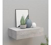 Tidyard Étagère à Tiroir Murale Gris béton 40x23,5x10 cm MDF, Tablette Flottante Étagère à Plantes Murale de Rangement pour Salon, Salle de Bain, Chambre, Couloir, Cuisine, Bureau