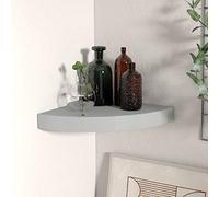 Tidyard Étagère d'angle Flottante Étagère Murale Salon Gris 25x25x3,8 cm MDF