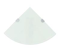 Tidyard Étagère de Coin et Supports Chromés en Verre pour Cuisine/Salle de Bains/Salon - Durable et Solide - Blanc 35 x 35 cm