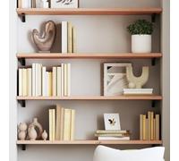 Tidyard Étagère Murale 100x30x2 cm Bois de chêne Massif Non traité Tablette Flottante, Étagères Murale de Rangement Suspendue pour Salon, Salle de Bain, Chambre, Couloir, Cuisine, Bureau