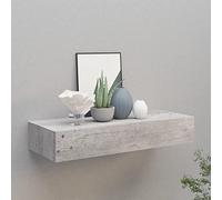 Tidyard Étagère murale avec tiroir mural, 1 étagère flottante moderne, gris béton MDF 60 x 23,5 x 10 cm
