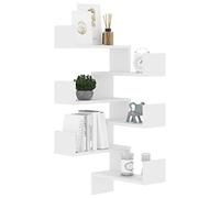 Tidyard Étagère Murale d'angle Étagère Suspendue Étagère de Présentation pour Salon, Chambre à Coucher ou Cuisine 2 pcs Blanc 40x40x50 cm Aggloméré