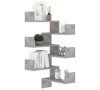 Tidyard Étagère Murale d'angle Étagère Suspendue Étagère de Présentation pour Salon, Chambre à Coucher ou Cuisine 2 pcs Gris béton 40x40x50 cm Aggloméré