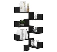 Tidyard Étagère Murale d'angle Étagère Suspendue Étagère de Présentation pour Salon, Chambre à Coucher ou Cuisine 2 pcs Noir 40x40x50 cm Aggloméré