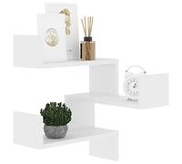 Tidyard Étagère Murale d'angle Étagère Suspendue Étagère de Présentation pour Salon, Chambre à Coucher ou Cuisine Blanc 40x40x50 cm Aggloméré